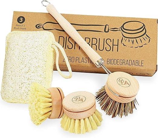 Wooden Dish Brush & Eco Sponge Set