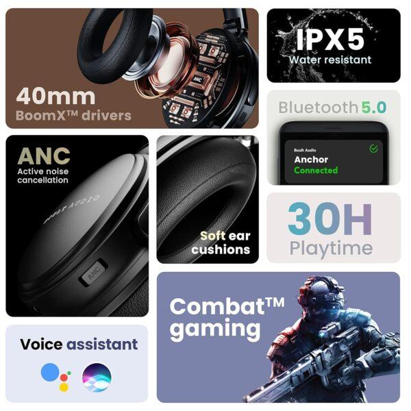 Boult Audio Anchor Bluetooth Wireless Over Ear Headphones